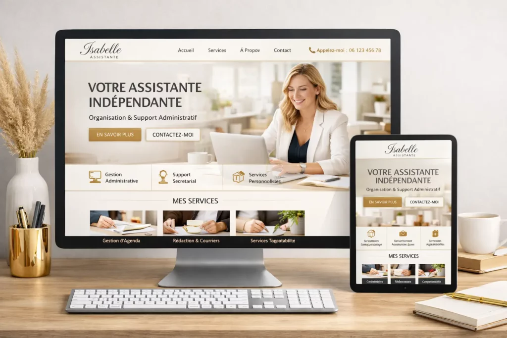 Exemple de site Internet pour activité d'assistante indépendante